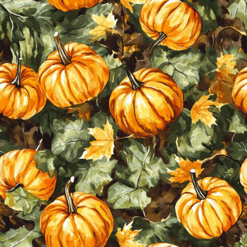 Autumn Pumpkins Surrounded by Leaves Autumn Pumpkins Surrounded by Leaves thumbnail