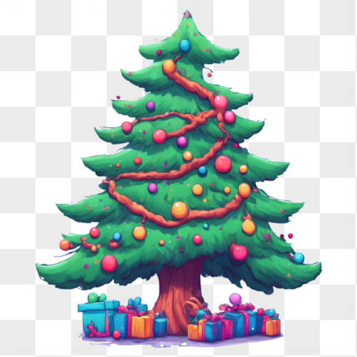 Árvore de Natal Decorada Festivamente com Presentes Árvore de Natal Decorada Festivamente com Presentes thumbnail