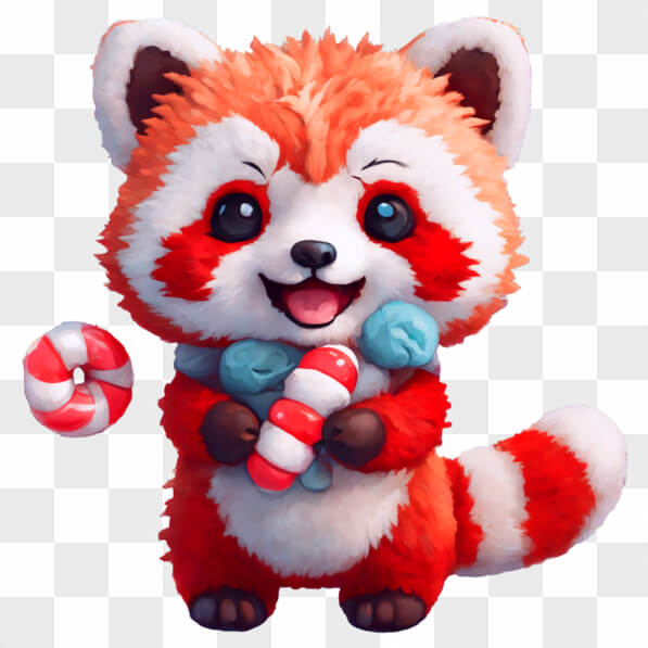 descarga-personaje-de-panda-rojo-kawaii-con-caramelos-coloridos-kawaii