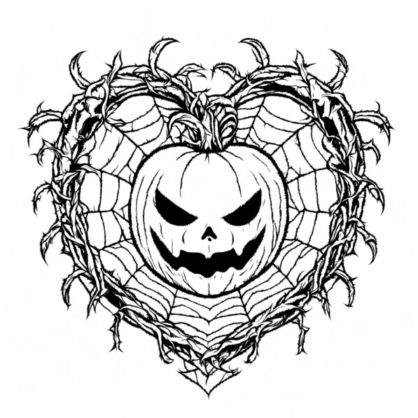 Download Halloween Pumpkin Heart Design Coloring pages Online