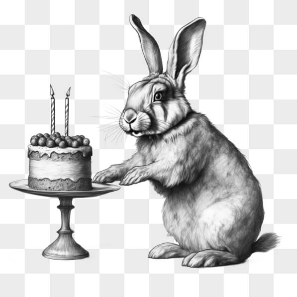 Download Rabbit Celebrating with Birthday Cake Sketches Online ...
