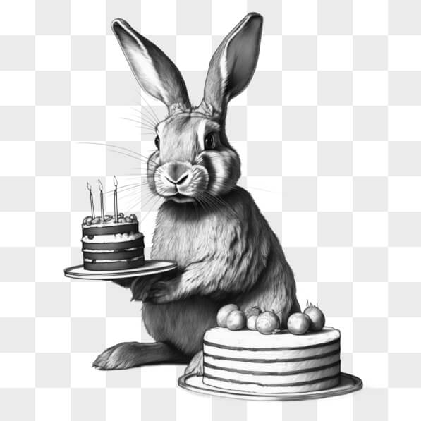 Download Celebrating Rabbit with Birthday Cakes Sketches Online ...