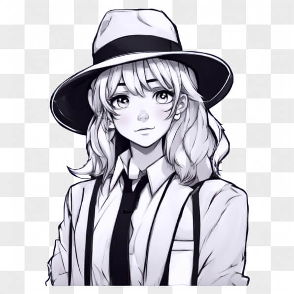 Download Stylized Illustration of a Young Woman in a Fedora Cartoons ...