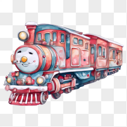 Download Cartoon Train with Snow Cartoons Online - Creative Fabrica