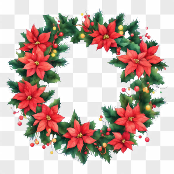 Download Christmas Wreath with Poinsettias and Berries Cartoons Online ...