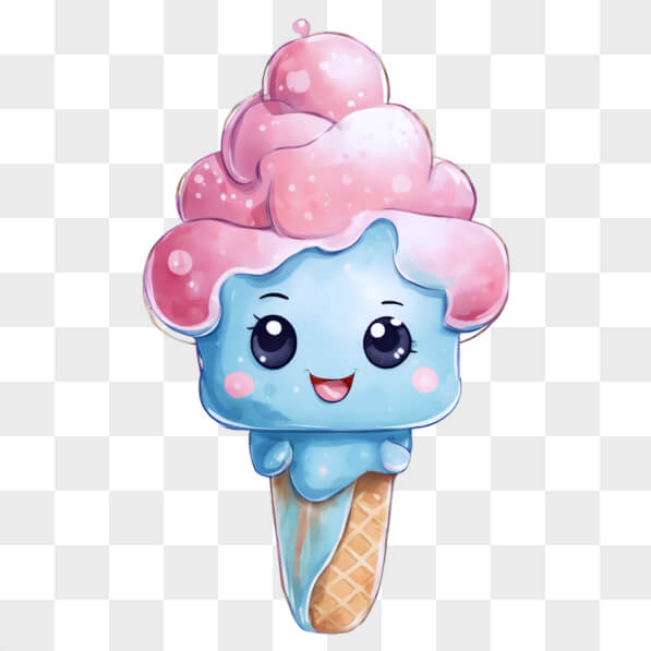 Download Kawaii Ice Cream Cone with Smiling Face Cartoons Online ...