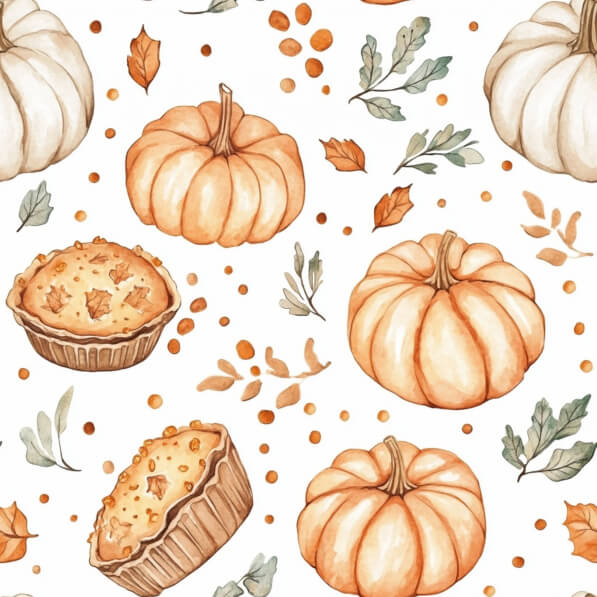 Download Autumn Pumpkin and Pie Pattern Patterns Online - Creative Fabrica