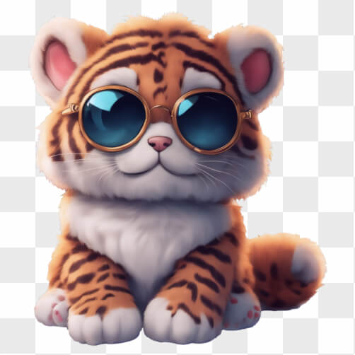 Niedliches Cartoon-Tigerjunges mit Sonnenbrille Hintergründe thumbnail