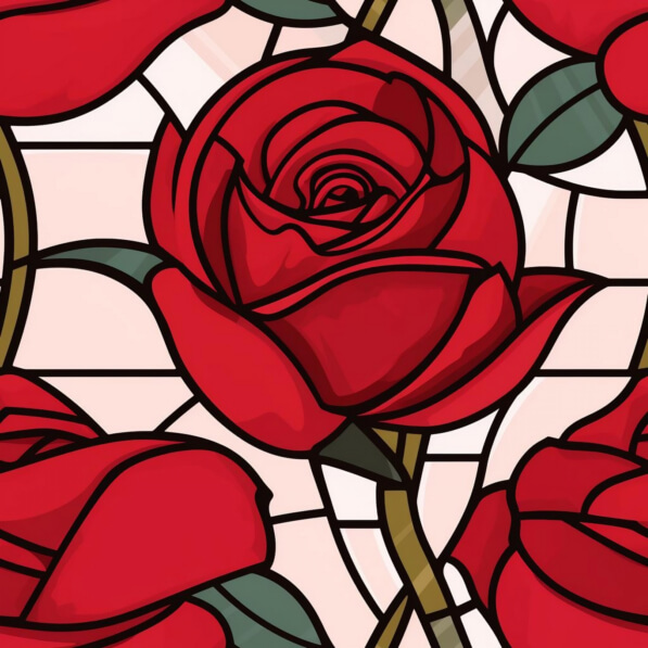 Download Stylized Red Roses in Stained Glass Art Patterns Online ...