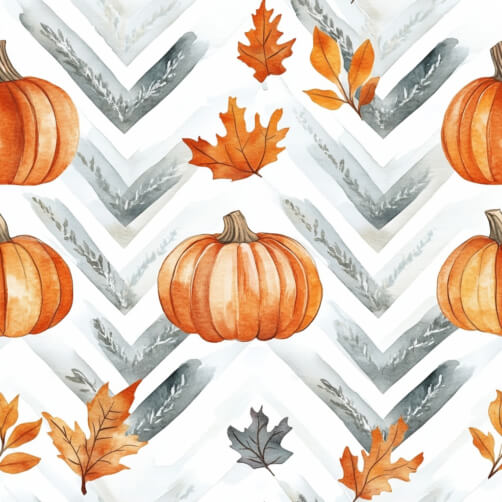 Watercolor Autumn Pattern with Pumpkins and Leaves Watercolor Autumn Pattern with Pumpkins and Leaves thumbnail