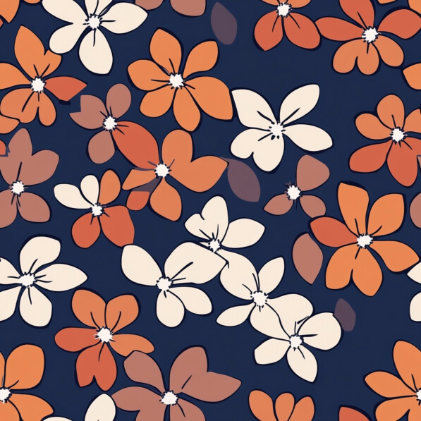 Download Floral Pattern Design with Orange and Cream Flowers on Dark ...