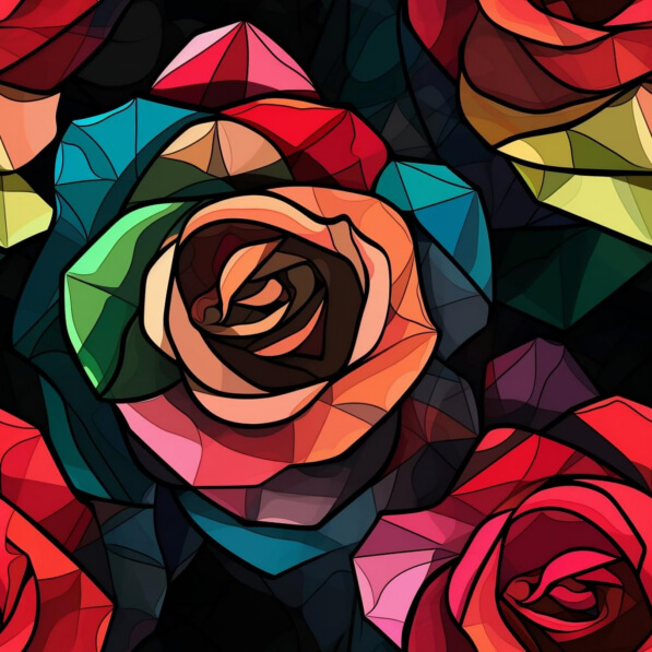 Scarica Rose Geometriche in Colori Vivaci Patterns Online - Creative Fabrica