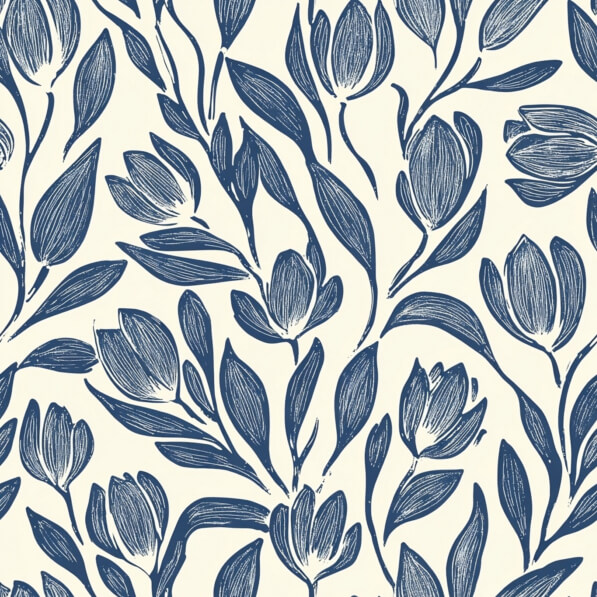 Download Floral Pattern in Navy Blue on Cream Background Patterns ...