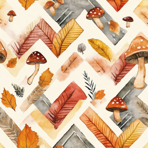 Watercolor Autumn Leaves and Mushrooms Pattern Watercolor Autumn Leaves and Mushrooms Pattern thumbnail