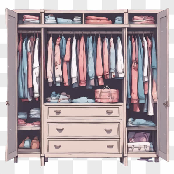 Download Stylish Wardrobe with Organized Clothing Cartoons Online ...