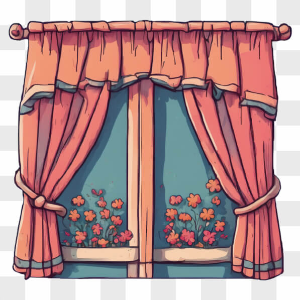Download Cozy Window with Pink Curtains and Flowers Cartoons Online ...