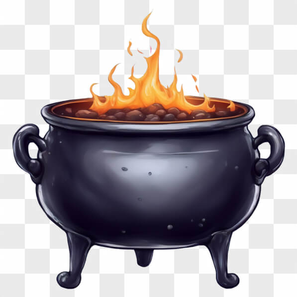 Download A black cauldron with flames Cartoons Online - Creative Fabrica