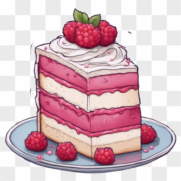 Download Delicious Pink Layered Cake with Raspberries Cartoons Online ...