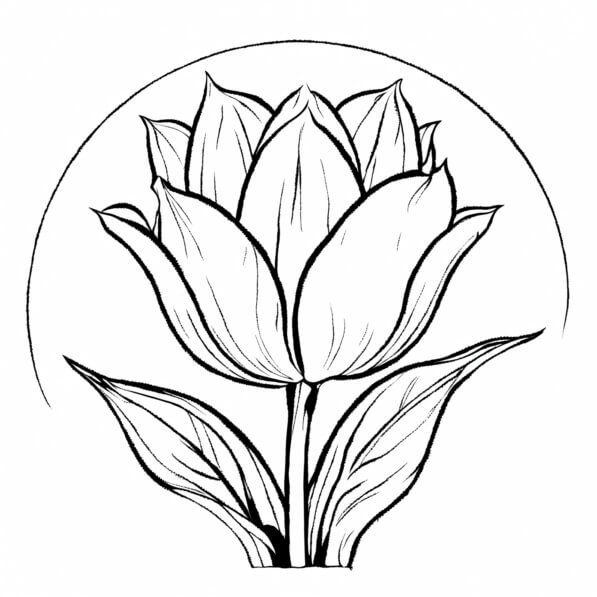 Download Line Drawing of a Tulip Flower Coloring pages Online ...