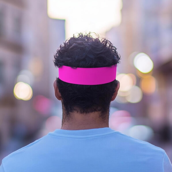 Descarga Persona con cinta rosa en un entorno urbano Mockups En Línea ...