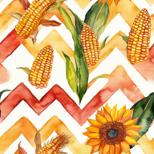 Colorful Watercolor Corn and Sunflower Pattern Colorful Watercolor Corn and Sunflower Pattern thumbnail