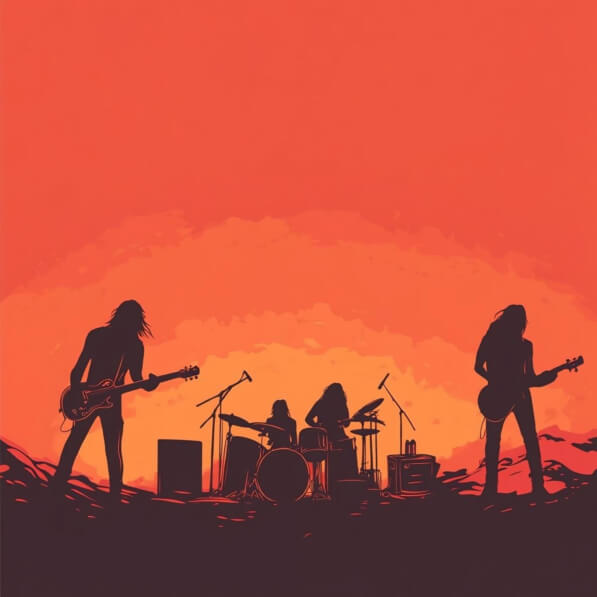Banda Background Baixe Silhueta da Banda de Rock ao Pôr do Sol Backgrounds - Creative ...