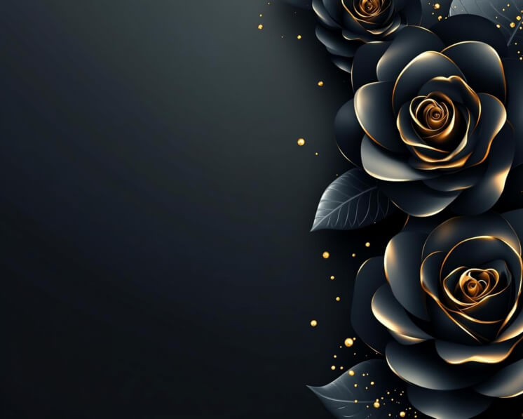 Download Elegant Black Roses with Gold Accents on Dark Background ...