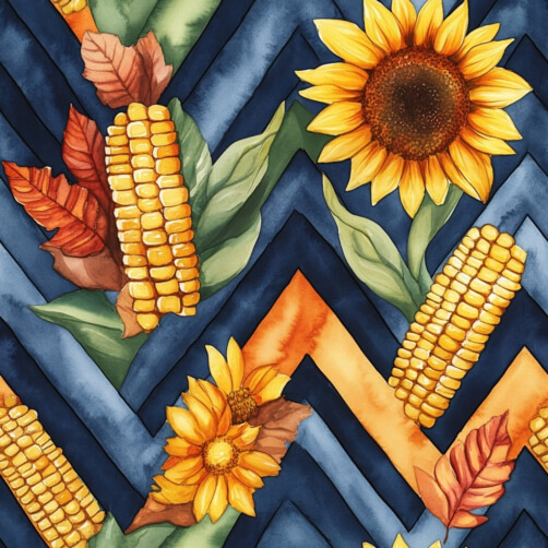 Colorful Pattern with Sunflowers and Corn Colorful Pattern with Sunflowers and Corn thumbnail