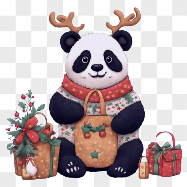 Download Festive Panda with Christmas Gifts Cartoons Online - Creative ...