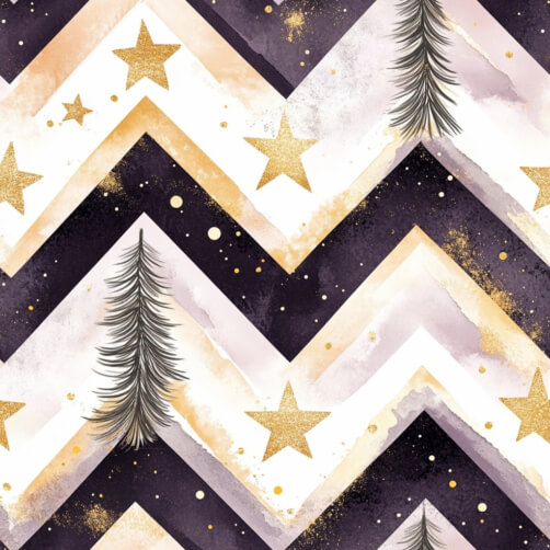 Festive Chevron Pattern with Stars and Pine Branches Festive Chevron Pattern with Stars and Pine Branches thumbnail