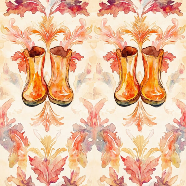 Download Whimsical Orange Boots with Floral Background Patterns Online ...