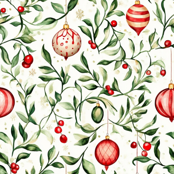 Download Festive Holiday Pattern with Ornaments and Berries Patterns ...