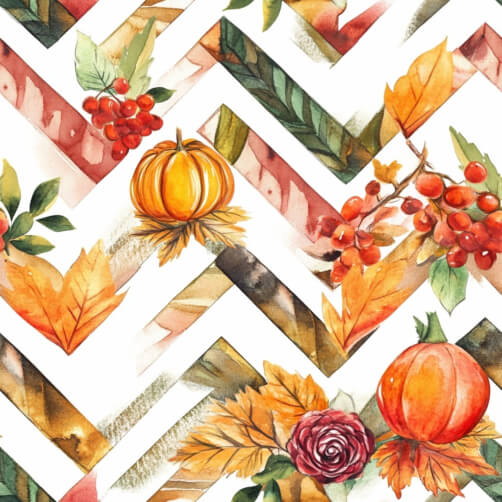Autumn Watercolor Pattern with Pumpkins and Leaves Autumn Watercolor Pattern with Pumpkins and Leaves thumbnail