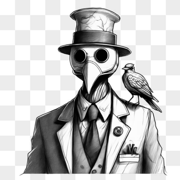 Download Stylized character with bird mask and partner bird Sketches ...