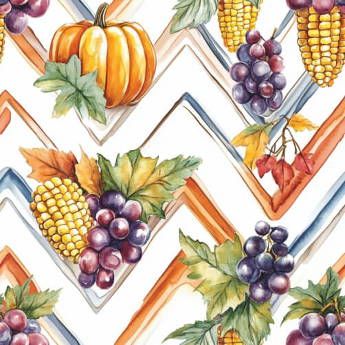 Autumn Harvest Pattern with Pumpkins and Grapes Autumn Harvest Pattern with Pumpkins and Grapes thumbnail