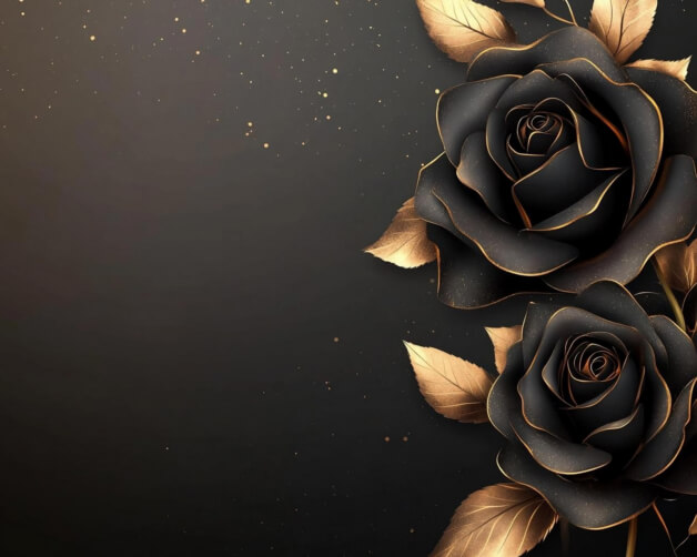 Download Elegant Black Roses with Gold Accents on Dark Background ...
