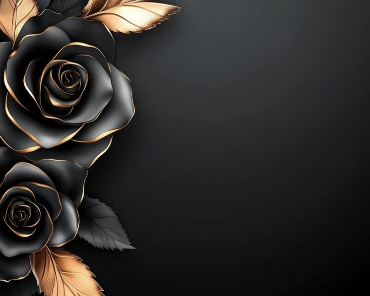 Download Black Roses with Golden Accents on Dark Background Backgrounds ...