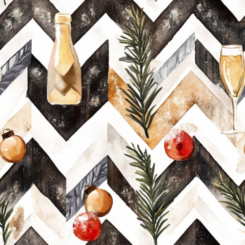 Festive Holiday Pattern with Ornaments and Drinks Festive Holiday Pattern with Ornaments and Drinks thumbnail