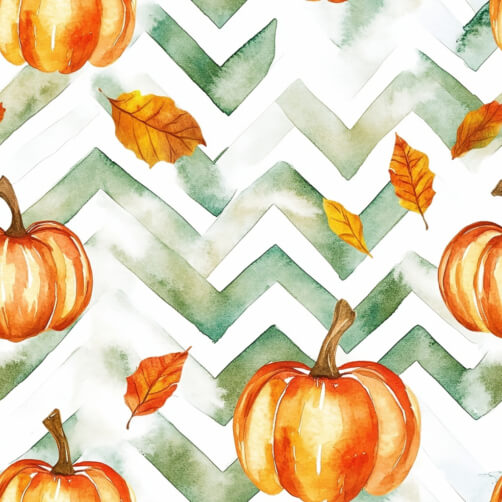 Watercolor Autumn Pattern with Pumpkins and Leaves Watercolor Autumn Pattern with Pumpkins and Leaves thumbnail