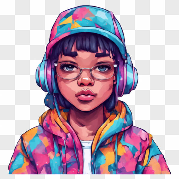 Download Stylized Portrait of a Young Individual in Colorful Hoodie ...