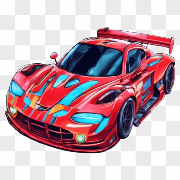 Download Stylized Race Car with Red Body and Blue Accents Cartoons ...