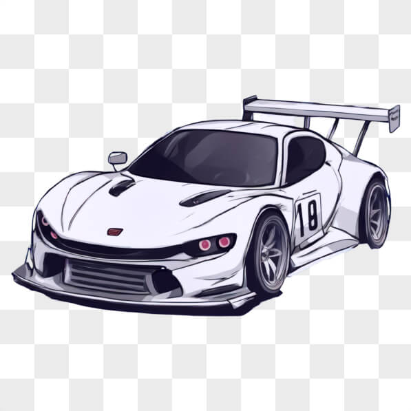 Download Stylized White Racing Car Cartoons Online - Creative Fabrica
