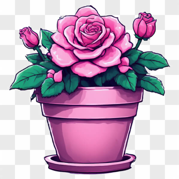 Oblica Rosa Descarga Planta de rosa rosa en una maceta rosa claro Cartoons En Línea ...