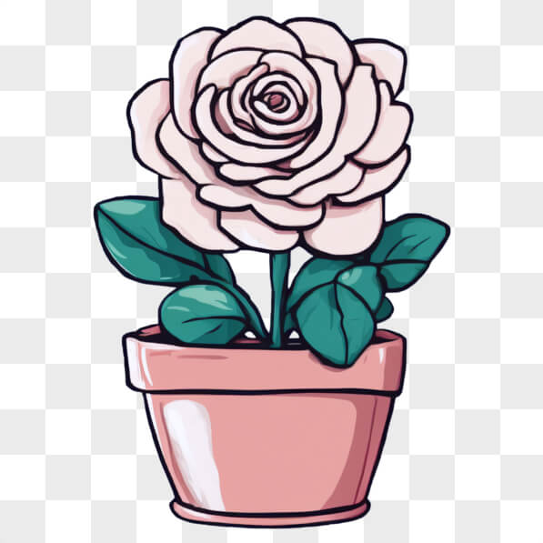 Descarga Rosa Ilustrada en Maceta Rosa Cartoons En Línea - Creative Fabrica