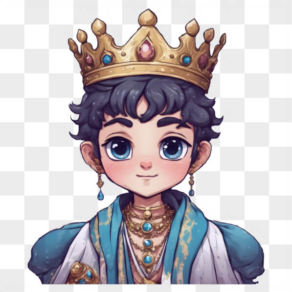 Download Regal Young Boy with Crown and Jewelry Cartoons Online