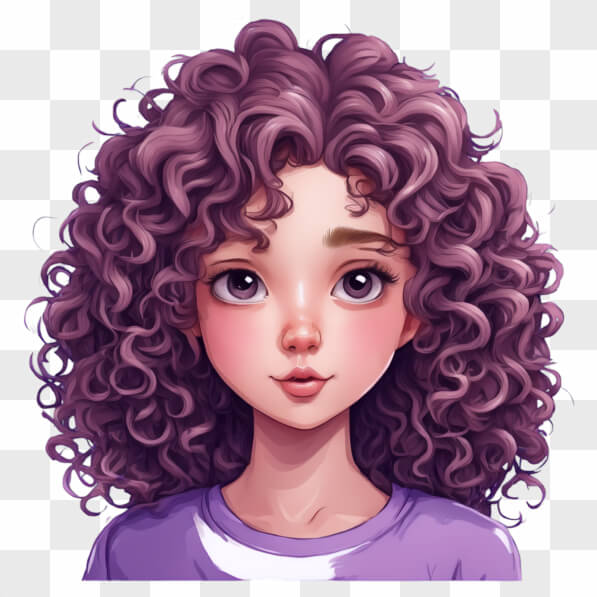 Download Digital Portrait of a Girl with Curly Purple Hair Cartoons ...