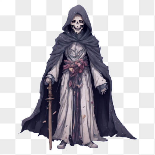 Mysterious Skeletal Figure with Sword and Cloak Patterns Mysterious Skeletal Figure with Sword and Cloak Patterns thumbnail
