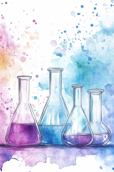 Download Colorful Laboratory Glassware with Watercolor Background ...