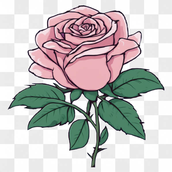 Download Illustration of a Pink Rose Cartoons Online - Creative Fabrica