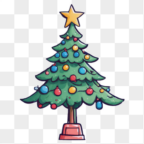 Árvore de Natal decorada com enfeites e estrela Árvore de Natal decorada com enfeites e estrela thumbnail